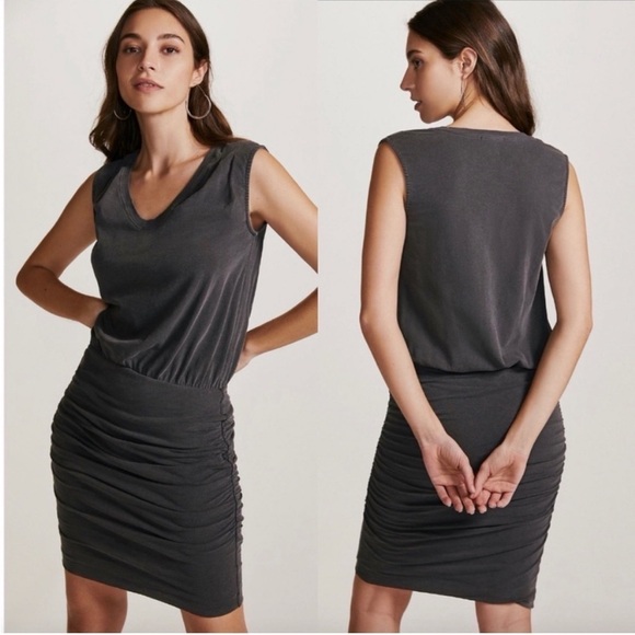 Anthropologie Sundry Pleated Shoulder Ruched Mini Dress Tank Sleeveless - Picture 3 of 15